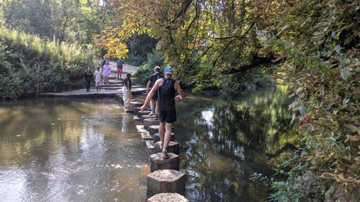 Whenever you cross a river prepare yourself to climb. I learnt it works also for running.