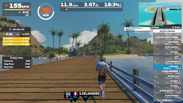 Zwift - Splash and Dash in Watopia - Brick session run - 6km