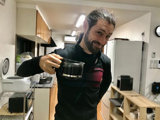 Prior to leaving in the morning, Giordano enjoys his normal "just one cup" of coffee....