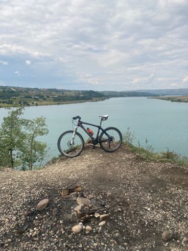 Overlooking the railway below towards Cochrane.