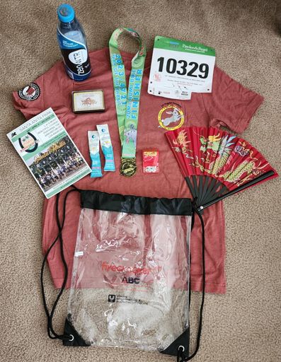 LA Chinatown Firecracker Ride 2023, Goodie Bag plus Finisher's medal and t-shirt.