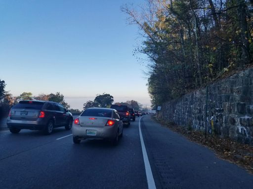 Heavy fog and traffic this morning.