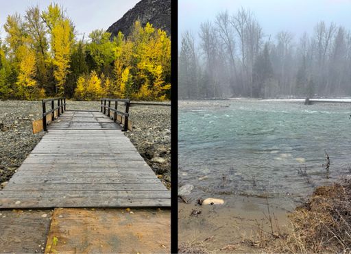 Before (Oct 30) and after (Dec 13). Swept away by high water. 