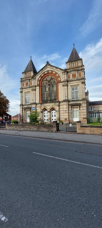 1887 Southlands Methodist Church, Bishopthorpe Road.  Now a community church with 20 resident artists.  https://en.wikipedia.org/wiki/Southlands_Methodist_Church &. https://southlandsmethodist.org.uk
