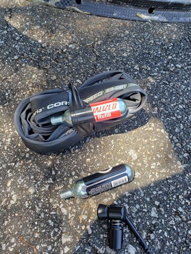 New tire; Co2 and valve.
