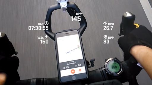 My pre-KOM dashboard check. Everysight Raptor HUD display, Humon.io muscle oxygen measurement, and Strava Live Segment. #TooMuchInformation
