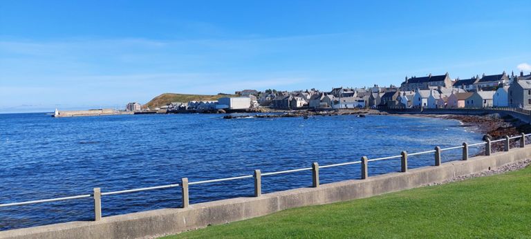 We had a break here - photos next - I was paranoid about punctures so did not even try the Route 1 coastal cycle path from Whitehills to Banff.  This YouTube video of cycling to and from shows good tarmac all the way: https://www.youtube.com/watch?v=GpxNWCbx0Jo
