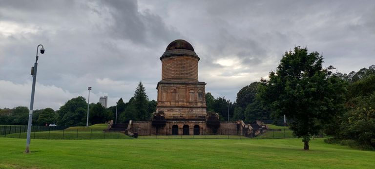 Hamilton Mausoleum in Hamilton Palace Park.   https://en.m.wikipedia.org/wiki/Hamilton_Mausoleum