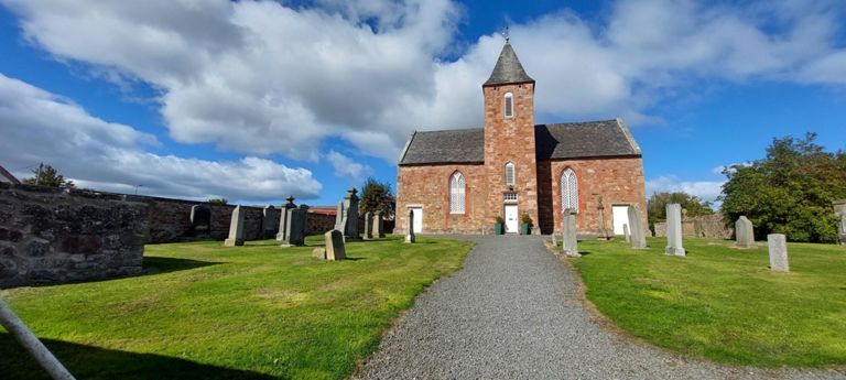 We lent our bikes against and ate lunch sitting on benches in the peaceful hamlet of Carrington.  I crossed the road to meet, greet and talk with a senior citizen with a locally living daughter and two sons, one of whom, perhaps in his 60s was visiting. She offered to fill bottles, experienced with passing cyclists.  This 1711 church was converted to a business and is now a residence. https://en.wikipedia.org/wiki/Carrington,_Midlothian