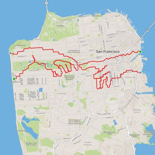 Both of our runs on one map.