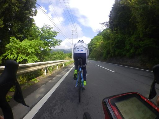 キナンサイクリングチームの野中選手に牽いてもらってます