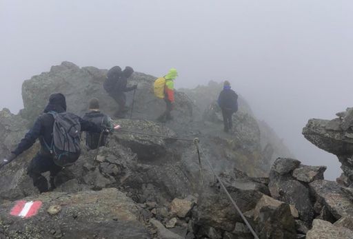 Descending the summit