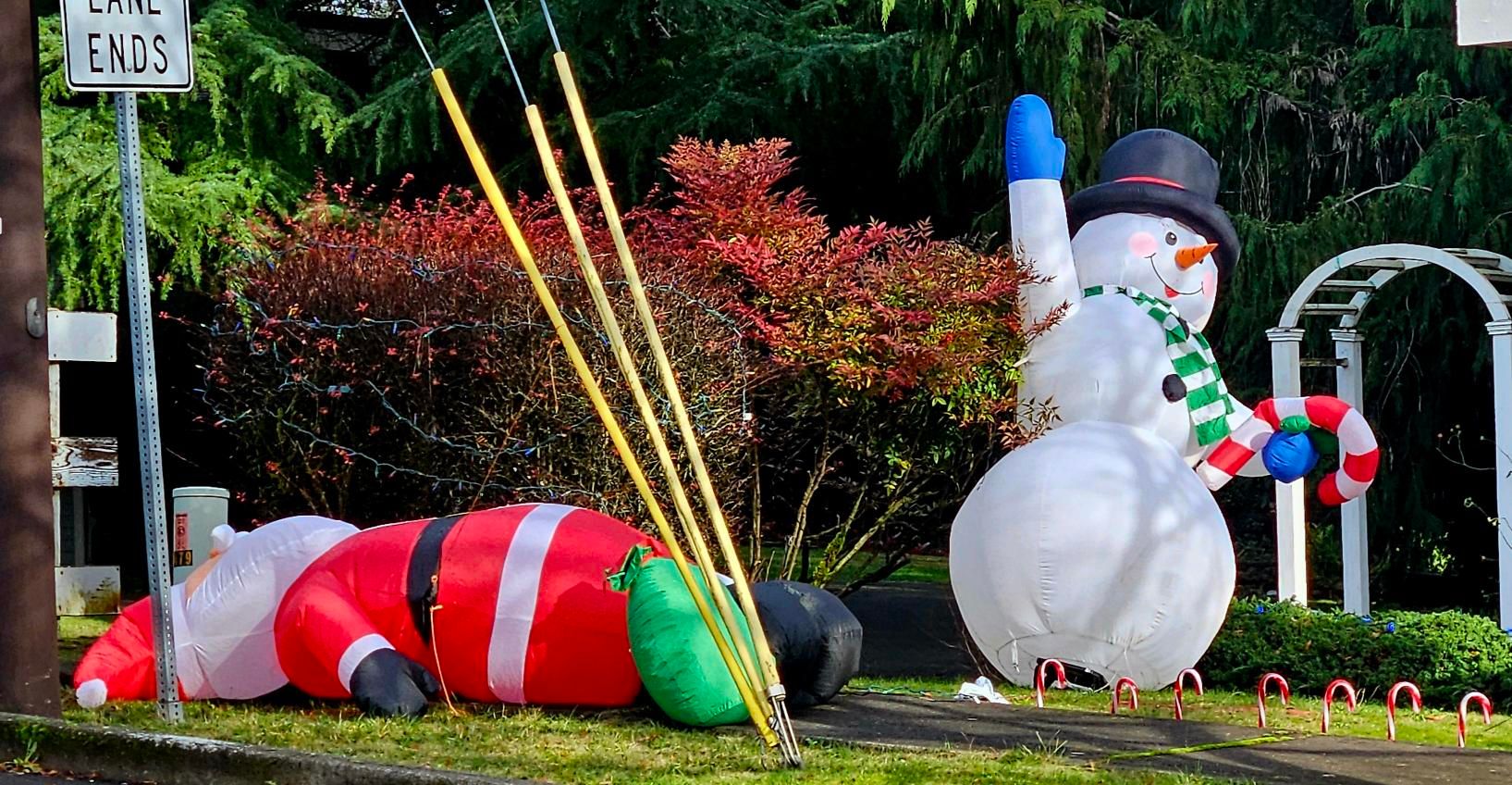 Someone from SantaCon still passed out on the lawn.