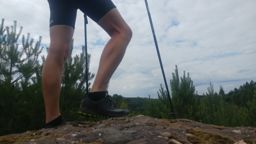 1st run after 2.5 months break (knee injury) trying new shoes + poles