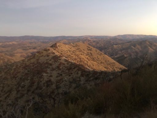 Looking north down the narrow ridge we had just climbed.