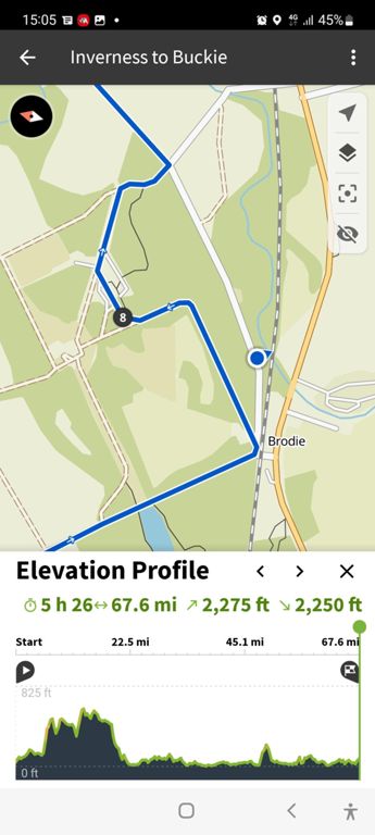 The Komoot route I had drawn meant going in the out, so it not practical. The entrance is via the road with the blue dot, next left then coming back to this road to leave.