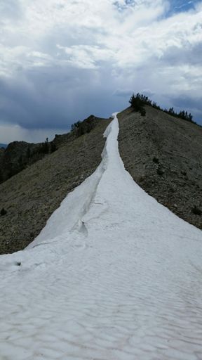 Snow at the saddle.
