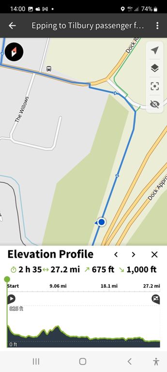 Garmin routed this a slight route to the north. Check the Komoot file. Checked on OS Maps. This is correct.