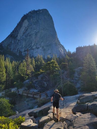 the booty shorts + hiking poles + wide brim hat load out is OP