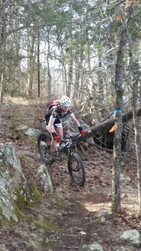 Navigating the rock drop just before the dam