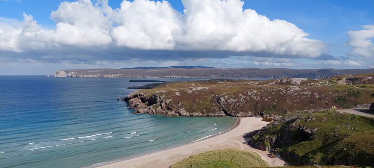 Looking across the bay to Whiten Head/An Ceann Geal