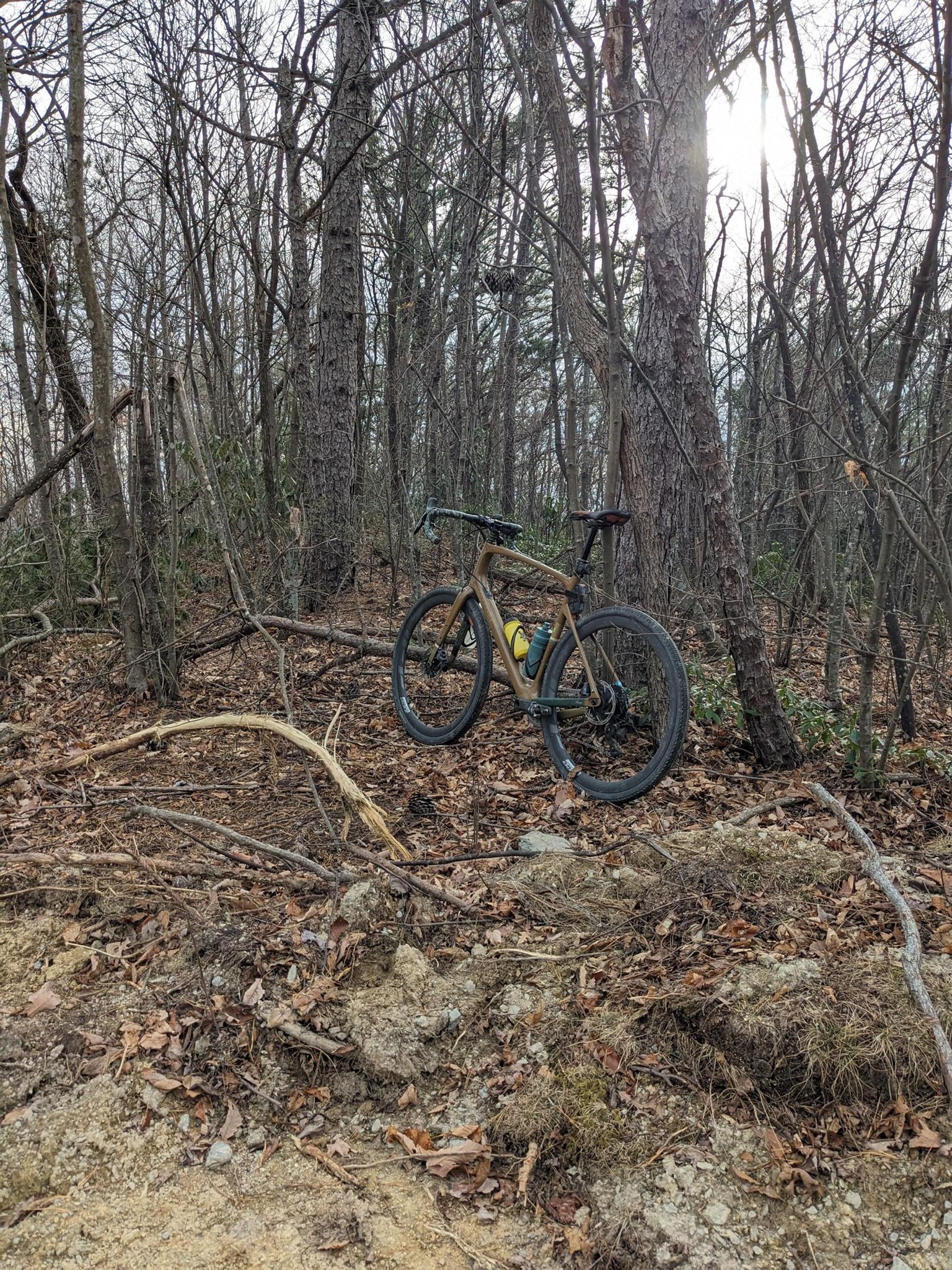 My bike leaning against something