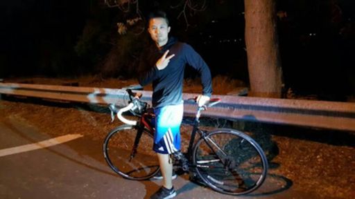 Kin trying out for our biking gang.