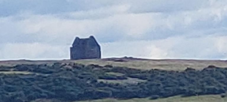 Smailholm Tower was built as a tall fortified home in a larger estate. The Canmore entry includes photos of what remains and what it probably looked like. It was attached by cattle raiders in the mid-1540s. In later years, the family of Sir Walter Scott of Abottsford House used it.   It was visible on our route for miles from Redpath to near Makerstoun. https://canmore.org.uk/site/57231/smailholm-tower