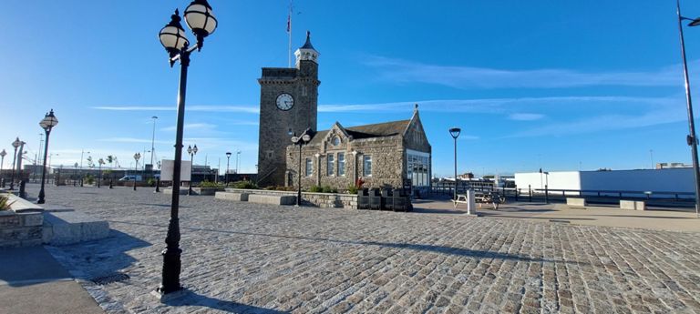 Grade II listed 1877 Clock Tower and 1866 former lifeboat house:
https://historicengland.org.uk/listing/the-list/list-entry/1393606

Pedaler on the Port cafe, started by a retired professional cyclist.  Recommended by the one I met yesterday.  I exclaimed about our achievement - to no effect :(