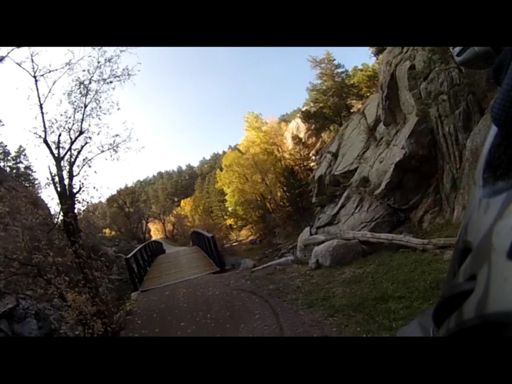Helmet cam image of some pretty fall colors. The rest of the photos are taken as screenshots from my helmet cam footage, because I was recording with my children in mind, not the Internet.