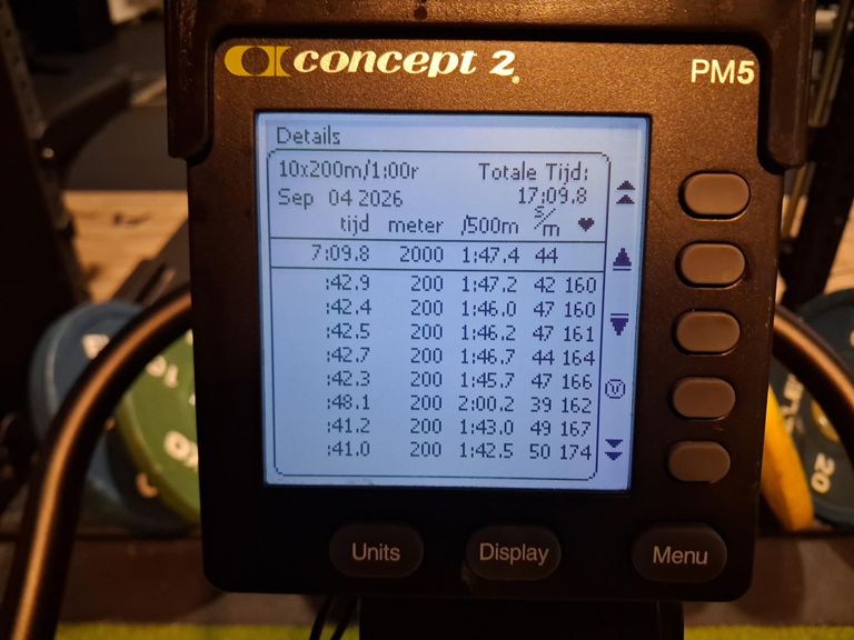 10x200m/1:00r SkiErg & 3x350m Row