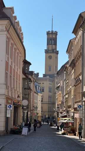 Ein Blick die Frauenstraße entlang von der Neustadt aus zum Rathaus in Zittau an diesem sonnigen Märzdonnerstag. 🌞