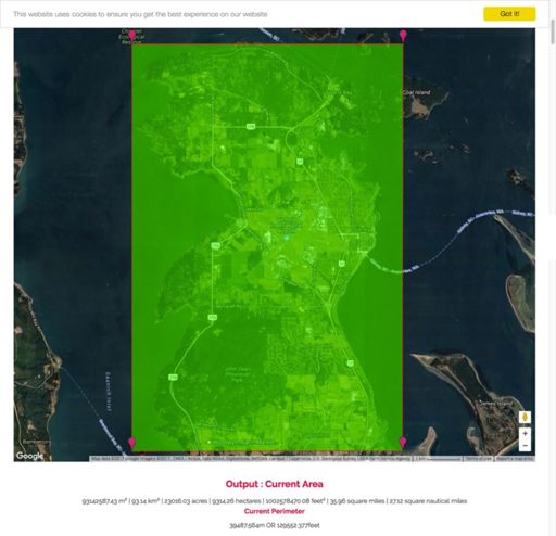 Rectangular canvas size = 93.1 million square metres or just over 1.0 billion square feet