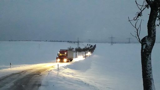 Zu blöd wenn der Laster mit Sommerreifen fährt, wo er gar nicht lang darf.