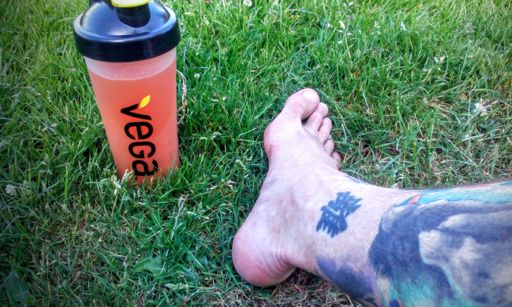 Sub-19 barefoot 5K on grass.