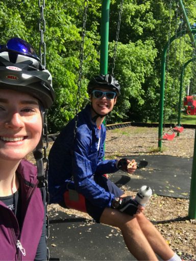 One of the rest stops had swings!