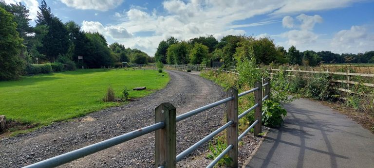 Looking back. The Sankey Way is the right hand tarmacked bit.