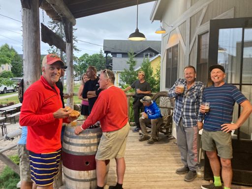DC Brewery manager Mike, bringing a free tray of sweet shots has everybody smiling