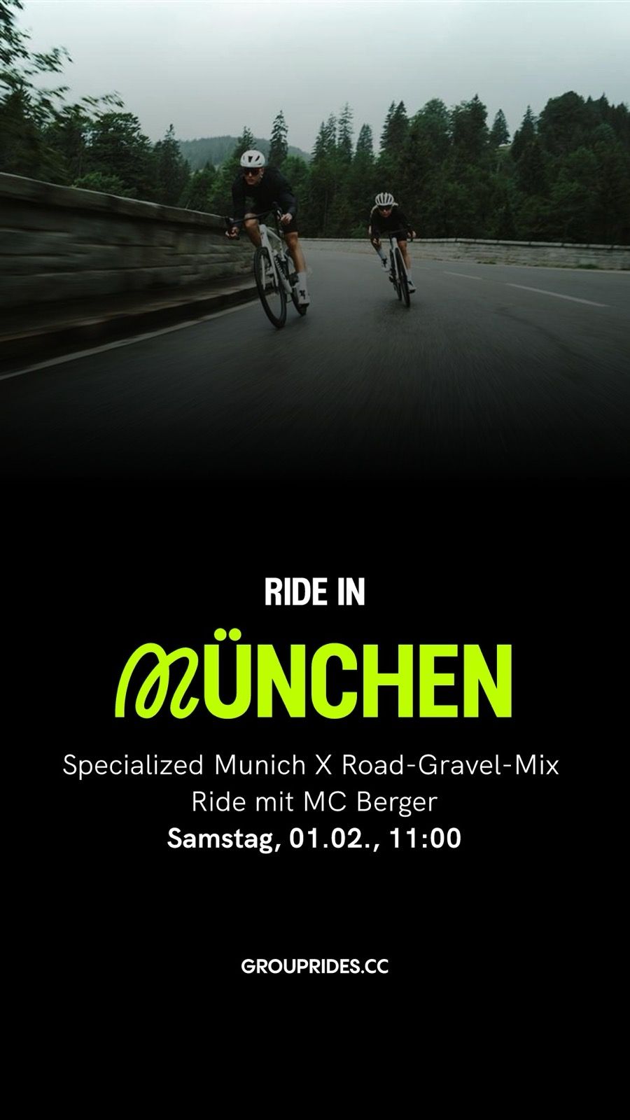 Trotz des kalten Winterwetters lassen wir uns nicht davon abhalten, gemeinsam die Straßen unsicher zu machen! Packt euch warm ein und seid dabei bei unserem Road-Gravel-Mix mit MC Berger.

Wir fahren rund 50 km mit einer gemütlichen Pace von 26 km/h.
Es wird roadige Passagen geben aber aufgrund des Rollsplits macht sicherlich das Gravel-Bike mehr Sinn. Die Tour wird aber sowohl für Road wie auch für Gravel-Bikes geeignet sein.

Danach könnt ihr euch im Specialized Store in München bei Kaltgetränken und Kaffee stärken.

Wir freuen uns auf euch!
Euer Specialized Munich Team

Euer Specialized Munich Team