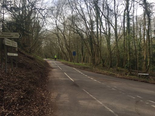 Junction of Brimmers, Wardrobes and Pink Roads - not far to the Kop Hill ascent from here