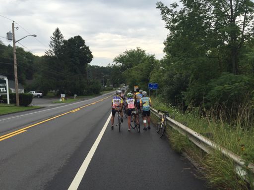 PAC  Tour riders massing at the Massachusetts border for pictures