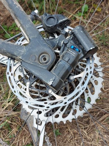 I burnt my brakes out! Overheated and lost all braking.  You can see the rotor is blued. Scary.