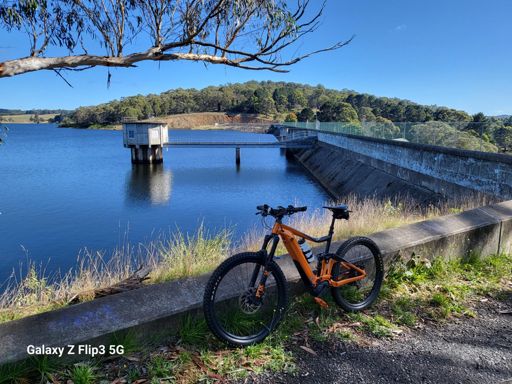 Across top of Oberon Dam.