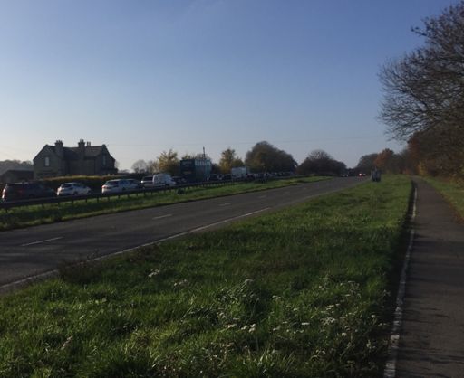 This queue of traffic on the A40 is doing about 5 mph. I’m doing triple their speed!