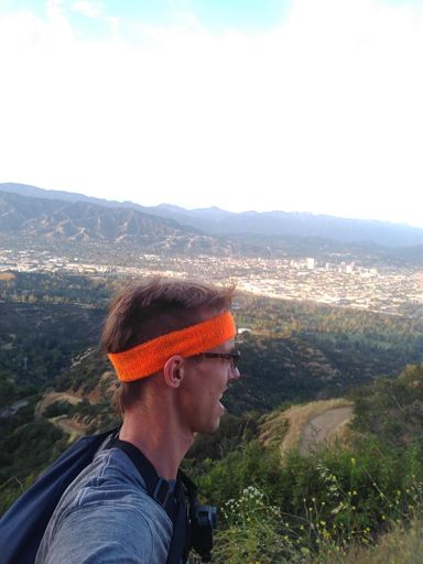 View of Glendale, the Verdugos, and the Angeles National Forest at the horizon.