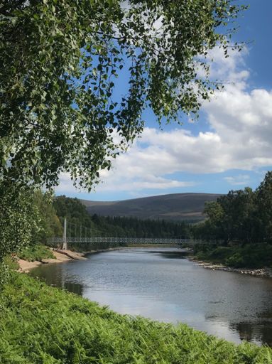 Cambus o’ May bridge, still closed after being damaged in the floods of winter 2015/16