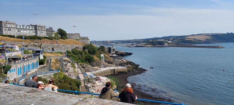 Royal Citadel   https://www.english-heritage.org.uk/visit/places/royal-citadel-plymouth         with view towards Mount Batten.    https://en.wikipedia.org/wiki/Mount_Batten