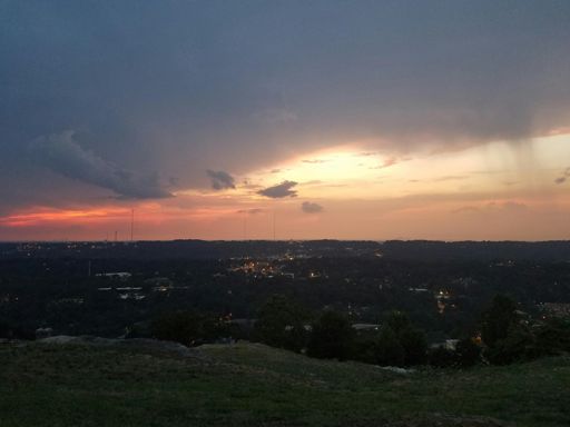 A rainy post sunset sky.