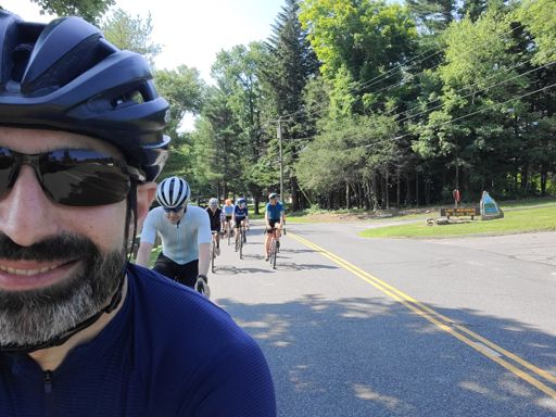 Part of the long-distance pace group on the road.