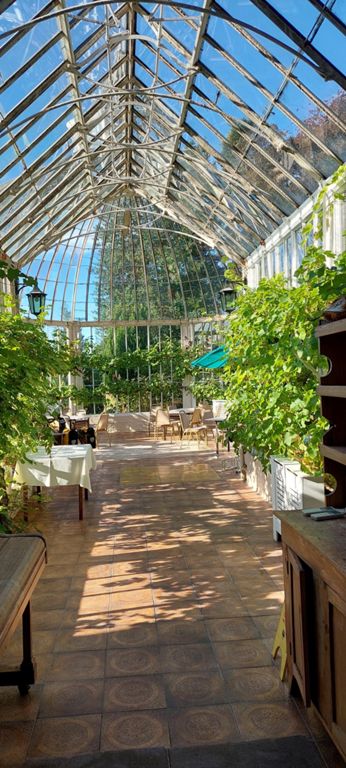 Conservatory bike store at Kingknowles Hotel, Galashiels.  Conservatory bike store at Kingknowles Hotel, Galashiels. From the Can ore entry: "... The very fine Mackenzie and Moncur conservatory appears to be contemporary with the house and remains largely unaltered. ..." https://canmore.org.uk/site/99759/galashiels-kingsknowe-drive-kingsknowes-hotel